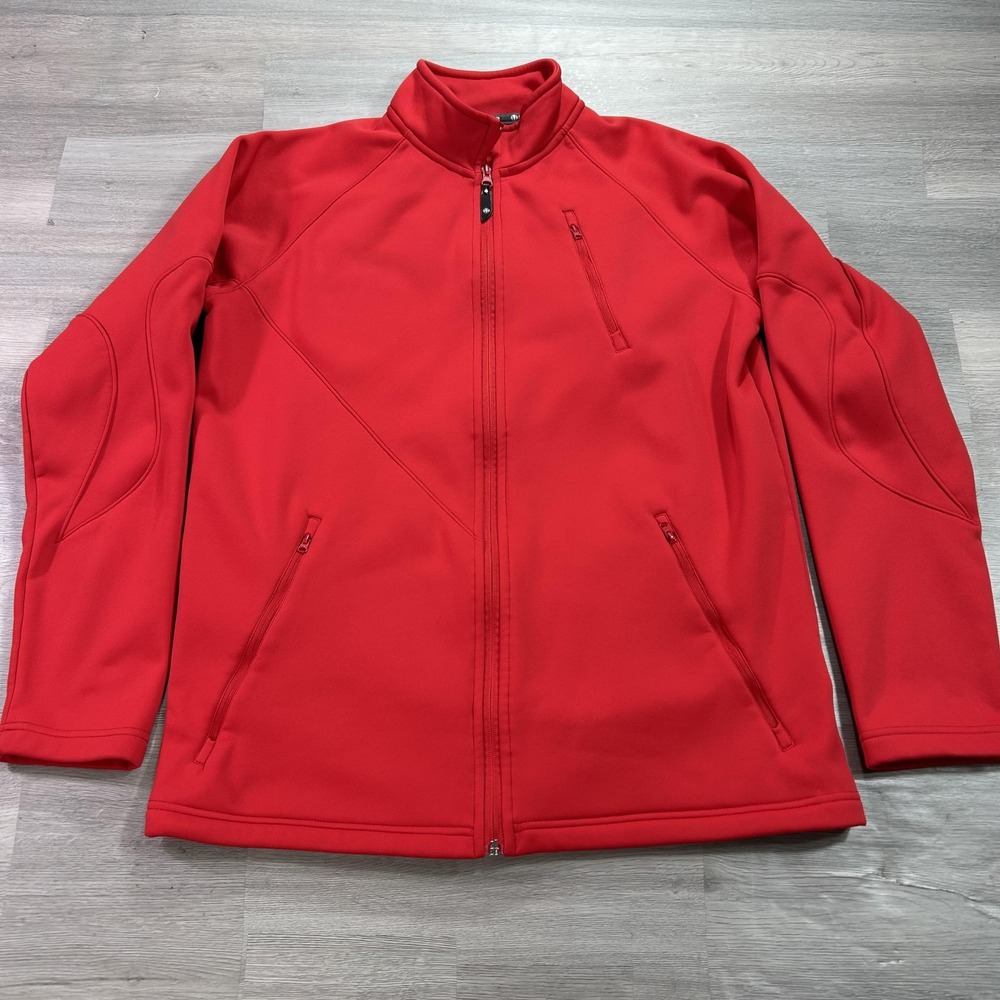 Sunice Jacket Mens Large Red Full Zip Softshell Fleece Lined Golf